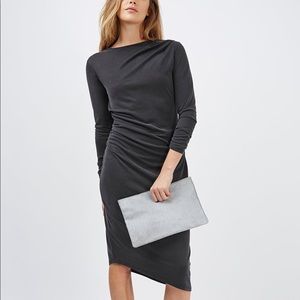 Topshop drape asymmetrical modal midi dress